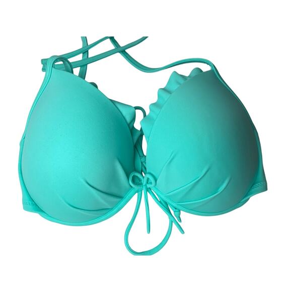 victoria's secret mid rise bikini push-up top aqua size L/36D - Picture 6 of 9